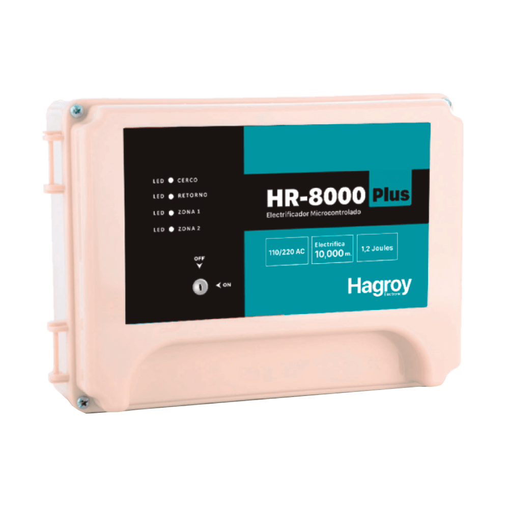 Energizador serie HR, energiza max 10000m max 48 dispositivos inalambrico HG-HR8000PLUS.